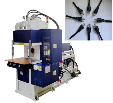 High Efficiency 55 Ton Vertical Injection Molding Machine For Power Cord With Blue Color